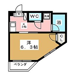 パールレジデンス板橋 6階1Kの間取り