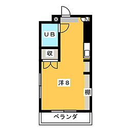 ブレアハウス 2階ワンルームの間取り