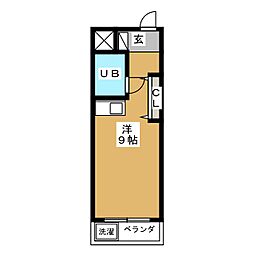 リーフテラス 2階ワンルームの間取り