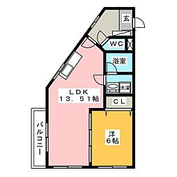 サンソレーユ千川 3階1LDKの間取り