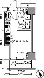 パークアクシス新板橋ウエスト 7階ワンルームの間取り