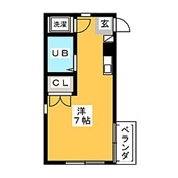 パティオ21 ワンルームの間取図画像
