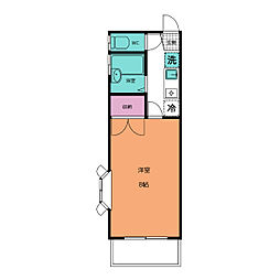第2天貝コーポ 1Kの間取図画像