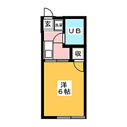 シティーハイムフジミ3 1Kの間取図画像