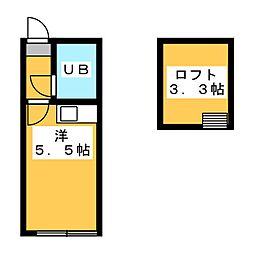 プラザドゥモーリスA棟 ワンルームの間取図画像