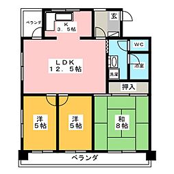 寿康ハイム 3LDKの間取図画像