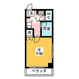 ヴィラスズキ 1Kの間取図画像