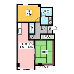 GHハウス・メジロ 2LDKの間取図画像