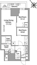 コンフォリア・リヴ東池袋 11階2LDKの間取り