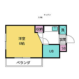 ハイムJ 4階ワンルームの間取り