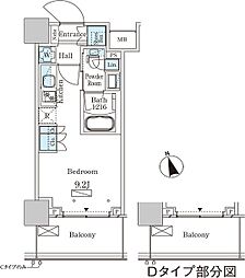 パークアクシス大塚ステーションゲートタワー 19階ワンルームの間取り