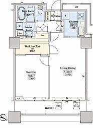 レジディアタワー上池袋　タワー棟 16階1LDKの間取り