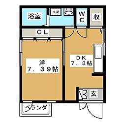 滝野川5アパート 1DKの間取図画像