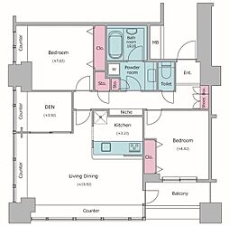 レジディアタワー上池袋タワーサイド 2LDKの間取図画像