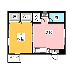 KWマンション 1DKの間取図画像