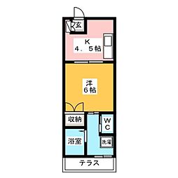 タナカハイツ 1Kの間取図画像