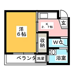 コーポステーションサイドコシベ 1Kの間取図画像