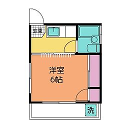 ヴィラ大瀧 1Kの間取図画像