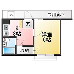 米山コープ 1Kの間取図画像