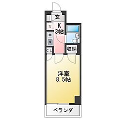 イルヴィラージュ335 1Kの間取図画像