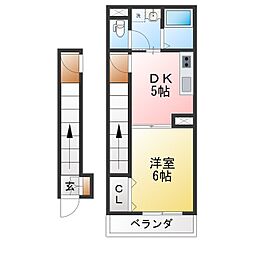 SHAMAISONWEST 1DKの間取図画像