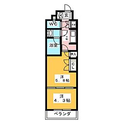 ミリアレジデンス東池袋 1DKの間取図画像