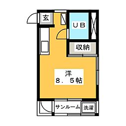 サンハイム ワンルームの間取図画像