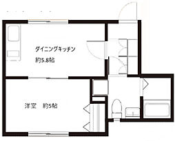 富士ハイツ 2階1DKの間取り