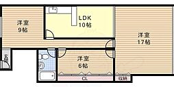 六甲ハイツ 3LDKの間取図画像