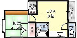 ハーベスト烏帽子 1LDKの間取図画像