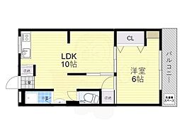 ヴィラ本山 1LDKの間取図画像