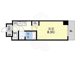 阪神本線 青木駅 徒歩6分の賃貸マンション 7階1Kの間取り