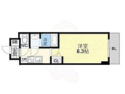 阪神本線 青木駅 徒歩6分の賃貸マンション 9階1Kの間取り