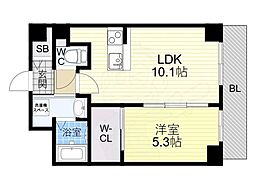 阪神本線 青木駅 徒歩6分の賃貸マンション 7階1LDKの間取り