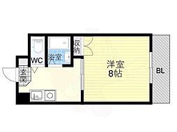 コリーヌ六甲 1Kの間取図画像