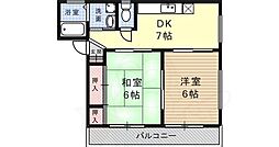 リビング六甲ウエストA 2LDKの間取図画像