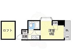 ブラウンコート 1Kの間取図画像