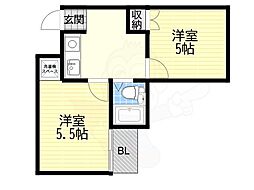 メイプル一番館 2Kの間取図画像