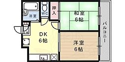 ピアッツァ六甲 2DKの間取図画像