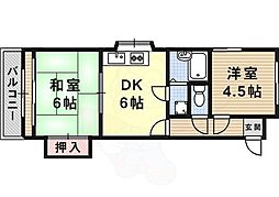 シンプルライフ大石東 2DKの間取図画像