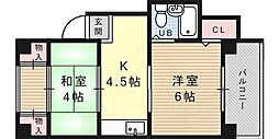 東灘サチハイツ 2Kの間取図画像