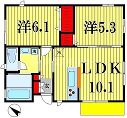 南流山戸建B棟 1階2LDKの間取り