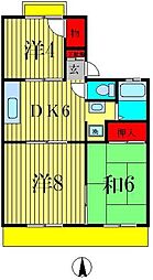 野口ハイツ 2階3DKの間取り