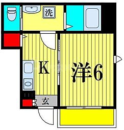 ベレガンス松戸VI 1階1Kの間取り