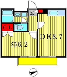 アムール　Cage 1階1DKの間取り