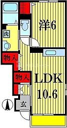 マリージョアII 1階1LDKの間取り