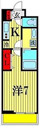 Ｋ・ＳガーデンI 3階1Kの間取り