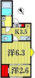 KEIAI RESIDENCE 新松戸I 3階2Kの間取り