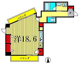 カミュー松戸北小金 7階ワンルームの間取り