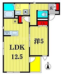 エルフォII 1階1LDKの間取り